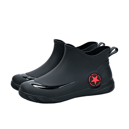 Fashion short tube men's rain shoes low non-slip waterproof shoes casual shallow mouth rain boots popular water shoes flat rubber shoes wholesale