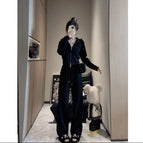 Black (velvet two-piece set) / S