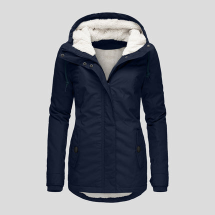 2021 Cross-Border European and American Wish Autumn and Winter New Women's Jacket Solid Color Pocket Zipper Long Sleeve Fleece Elegant Style 10