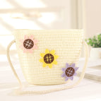 Pink, yellow and purple sunflower bag white