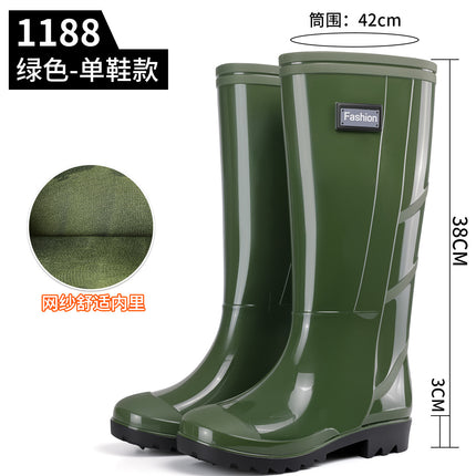 Men's Labor Protection Boots Gray High Rain Boots Green Rubber Shoes Construction Site Protective Men's Water Shoes Outdoor Camouflage Camping Style Water Boots