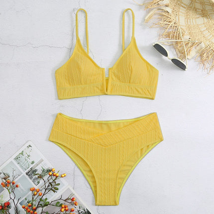 2024 New European and American Bikini Women's Swimsuit High Waist Sexy Swimwear Fashionable Separates Swimsuit Special Material Fabric