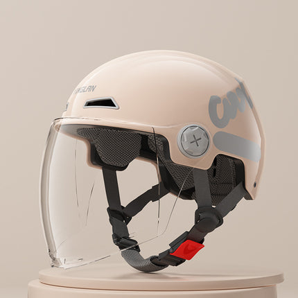 Camp cable helmet female electric car 3c new national standard four seasons universal battery car motorcycle male retro helmet half winter