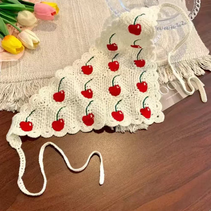 European and American Cross-Border French Ins Retro Handmade Crochet Triangle Scarf Women's Personalized Travel Photo Headscarf Hairband