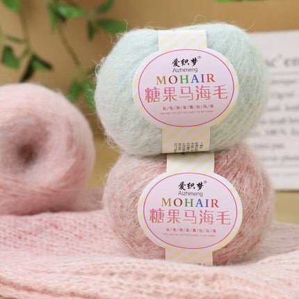 Candy Mohair Section Dyed Wool Hand-Knitted Sweater Cardigan Colorful Gradient Wool Thread Fine Wool Thread