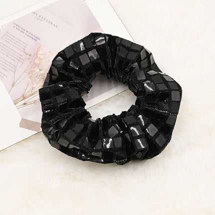 New cross-border silver large intestine hair ring women's head high sense hair ring fabric hair rope light luxury hair accessories wholesale