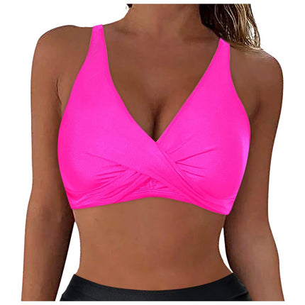 Cross-border exclusive women's full-cover bikini gathered swimsuit top sports bra swimsuit top