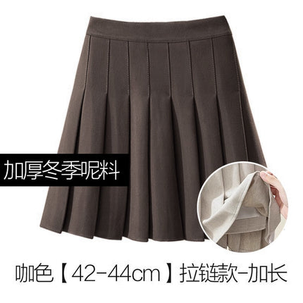 Thickened Woolen Pleated Skirt Skirt Women's Autumn and Winter New Slimming High Waist A- Line JK College Black Ins Short Skirt