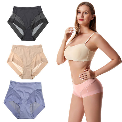 Foreign Trade Thin Mid-Waist Women's Briefs with Waist-Cinching and Hip-Lifting Features, Breathable Mesh and Pure Cotton Crotch, Seamless Body-Shaping and Hip-Lifting Panties for Women