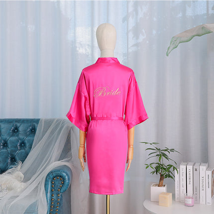 bride Gown morning Gown Lady nightgown wedding makeup bridesmaid group wedding kimono imitation silk cardigan bathrobe