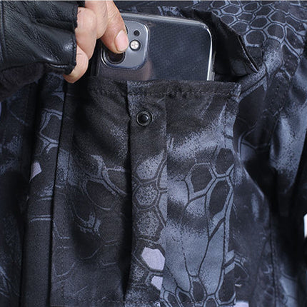 genuine goods black python pattern camouflage clothing suit men's/one-piece labor protection clothing welder wear-resistant overalls eat chicken spring and autumn outdoor