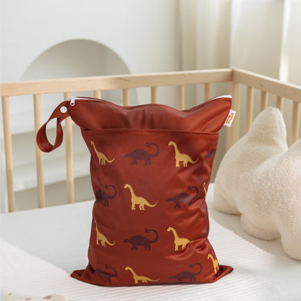Cross-border in stock Nordic Animal Printing Baby Room Storage Hanging Bag Dry and Wet Separation Double-layer Waterproof Bag Wetbag