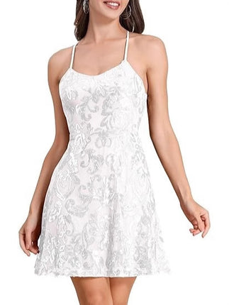 Cross-Border Women's Glitter Sequin Loose Mini Cocktail Party Dress with Straps (5 Colors) Sequin Dress