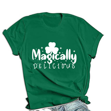 Cross-border PDD supply St. Patrick's Day men's and women's same loose round neck pullover short sleeve printed T-shirt