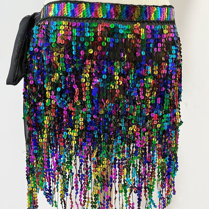 Halloween in stock Belly Dance Performance Costume Sequins Tassel Hips Bead Pieces Waist Chain Indian Dance Waist Towel Wholesale
