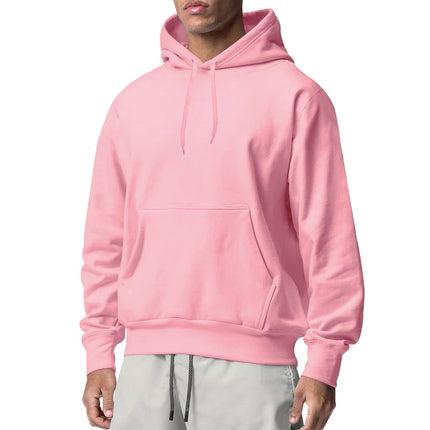 2025 New Cross-Border European and American Men's Sports Pure Color Fleece Sweatshirt Men's Export Wholesale Hoodie