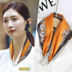 22-Flower Vine Border Orange (Diamond Silk Scarf)