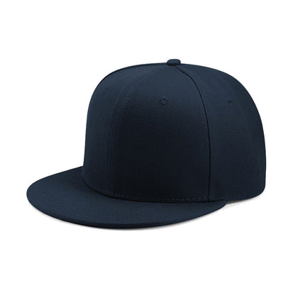 Cross-Border Color-Blocked American-Style Six-Panel Flat-Brim Hip-Hop Hat for Men and Women, Solid Color Plain Flat-Brim Hip-Hop Baseball Cap, Unisex