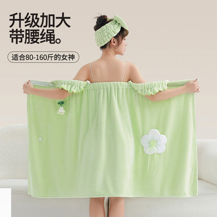 New Style Thickened Bath Towel Girls Can Wear Wrap Cotton Absorbent Quick-drying Household Nightgown Autumn and Winter Bathing Bathrobe Bath Skirt