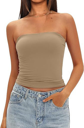 2025 Cross-Border Hot-Selling Women's Tube Top Off-Shoulder Inner Wear Outerwear Tight-Fitting Top