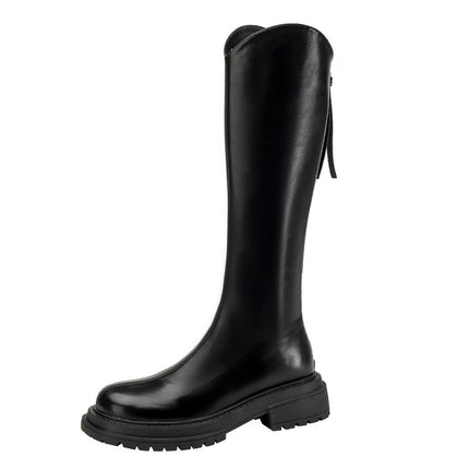 Grapema Style Autumn and Winter Fleece-Lined Riding Boots, High Boots, Over-The-Knee Thick-Soled Chunky Heel Boots, Women's Long Boots