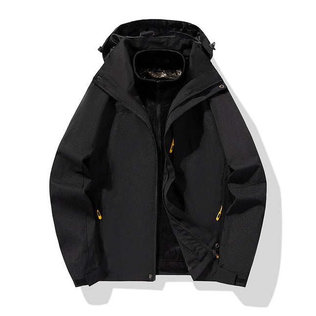 Outdoor Charge Clothes Autumn and Winter New Graphene Removable Three-in-One Two-Piece fleece-lined Thickened Silver Fox Cashmere Jacket