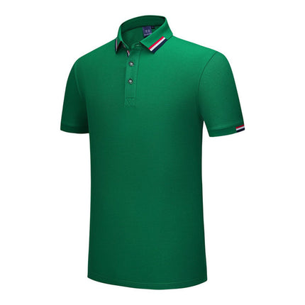 230G ice ion mercerized British fashion three-color side polo shirt printed enterprise advertising shirt overalls wholesale