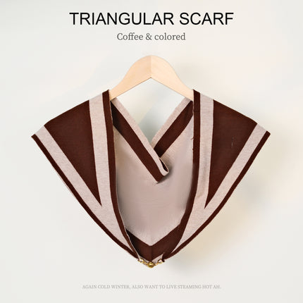 Autumn and Winter Magnetic Buckle Coloring Border Knitted Double-Sided Triangle Towel Women's Small Golden Ball High-grade Neck Protection Neck Shawl
