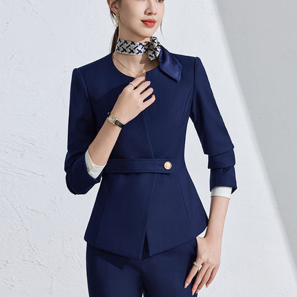 Black Suit suit Women's Spring and Autumn New Professional Fortress Jewelry Gold Shop Tooling Front Desk Reception Sales Work Clothes