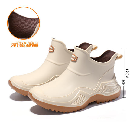 Spring and Autumn Trendy Cool Fashionable Men's Short Rain Boots Sports Men's Waterproof Rubber Shoes Thickened and Widened Non-Slip Men's Foreign Trade Rain Boots