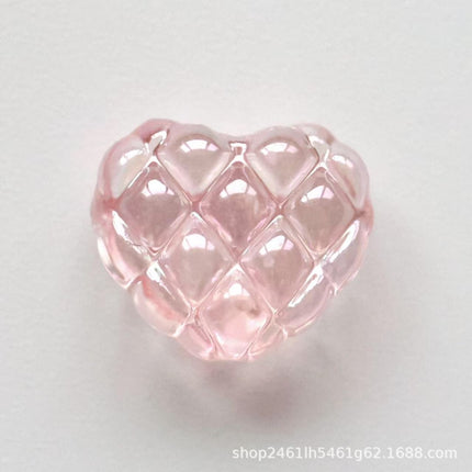Exquisite, Compact, Transparent, Color-Plated Waffle Five-Pointed Star/Heart Loose Beads DIY Mobile Phone Chain Bracelet Chain Accessories