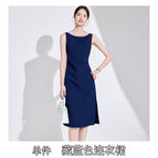 Single piece navy blue dress / S