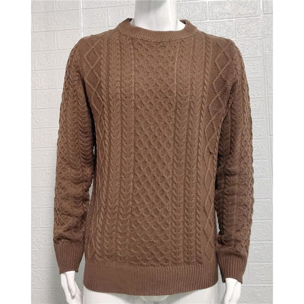 Cross-Border Pink Sweater Men's 2025 Autumn and Winter New Slim Fit Pullover Knitted Cable Sweater European and American Amazon Men's Clothing