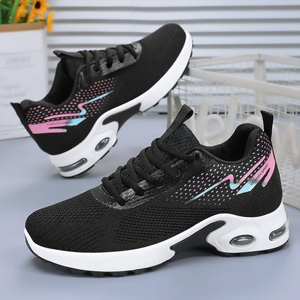 Shoes Women's Mesh Breathable Sports Shoes Cross-Border Dropshipping Large Size Casual Shoes Lace-Up Air Cushion Non-Tiring Feet Running Shoes