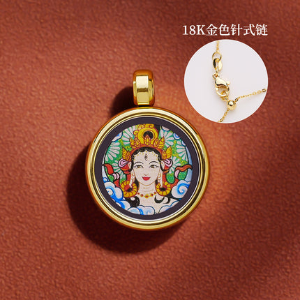 Thangka Xizang Hand Rope Hand-woven Ethnic Style Bracelet Five-way God of Wealth Green Mother Wen Zhu Thangka Bracelet