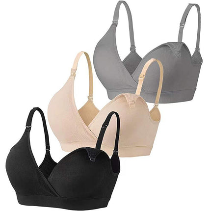 Cross-border European and American New Breastfeeding Bra Front Opening Buckle Without Steel Ring Breastfeeding Bra plus size Underwear V-shaped