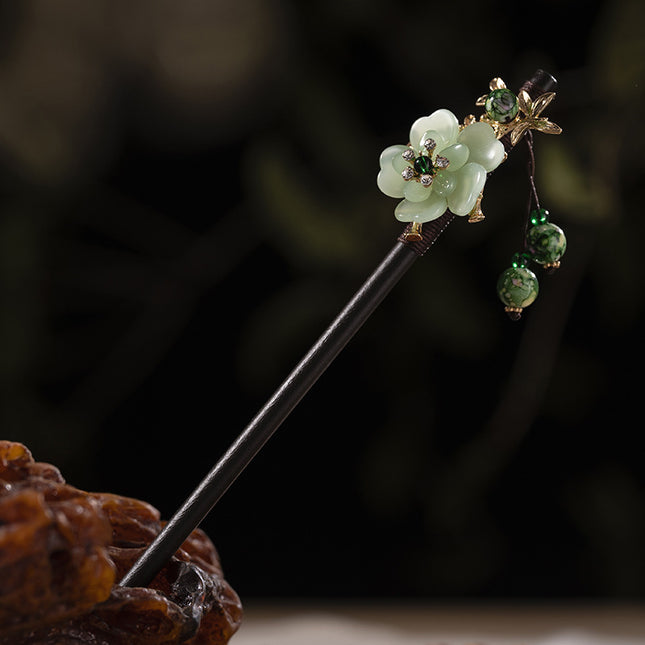 Antique Hairpin Tassel Step Wooden Hairpin Imitation Ebony Headwear Disc Hair Han Clothes Accessories Hair-pulled Ancient Clothes Hair Women