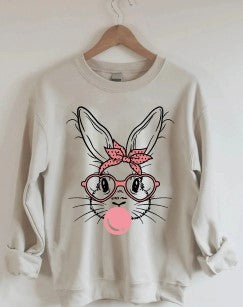2023 European and American New Product wish Easter Cute Rabbit Couple Print Large Size Loose Casual Round Neck Sweatshirt