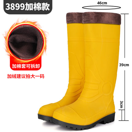 Men's High Rain Shoes Thickened Frosted Green Rubber Shoes Outer Wear Yellow Wading Boots Workers' Shoes Farming Water Shoes Rain Boots Men's Shoes
