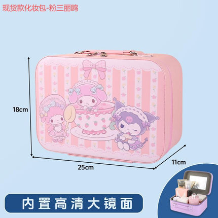 Leather Ready-Made Cartoon Makeup Case with Mirror, Makeup Bag with a High-End Feel, Multifunctional Storage Bag, Large Capacity Wholesale
