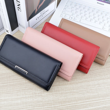 New Wallet Women's Long Multi-Card Wallet Soft Wallet Fashionable Simple Three-Folding Large Capacity Clutch Card