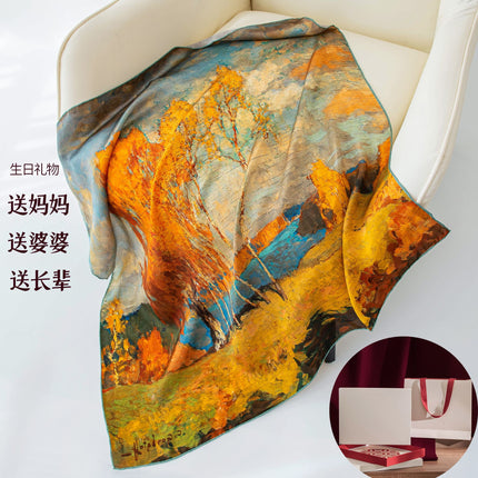86cm Silk Scarf Mulberry Silk Scarf Square Scarf Summer High-End Scarf Wedding Souvenir for Mom