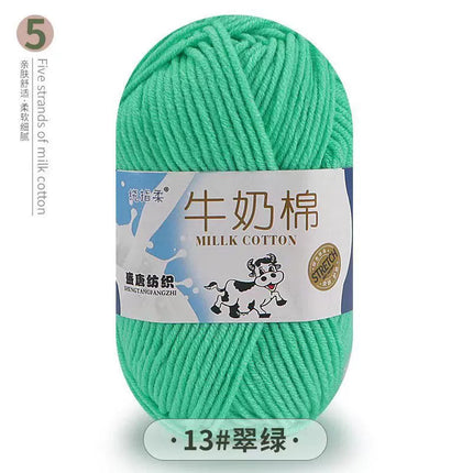 Five-Strand Milk Cotton Yarn Wholesale Medium-Thick Yarn Crochet Doll Shoes Scarf DIY Knitting Material Kit Crochet