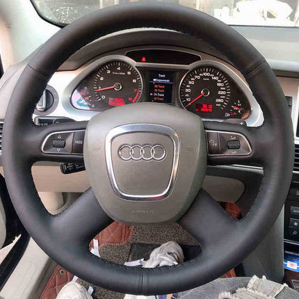 Suitable for Audi Q5L Steering Wheel Cover Microfiber Leather Hand-Sewn A4L/A6L/Q2Lq7Q6Q3A3A5 Steering Wheel Cover