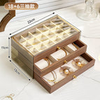 Walnut grain (18-grid drawer + 6-grid drawer + empty grid drawer)