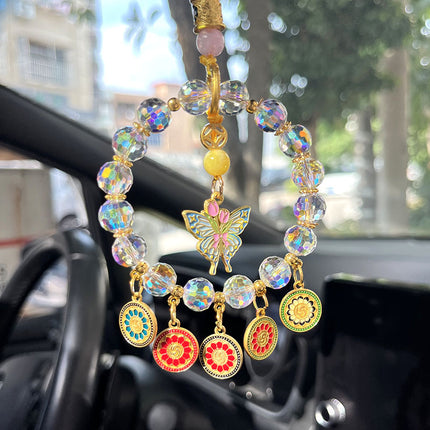 Lingyin's New Lucky Bag Five-Way God of Wealth Car Hanging Colorful Artificial Crystal Safety Lock Car Pendant Chinese Style Jewelry