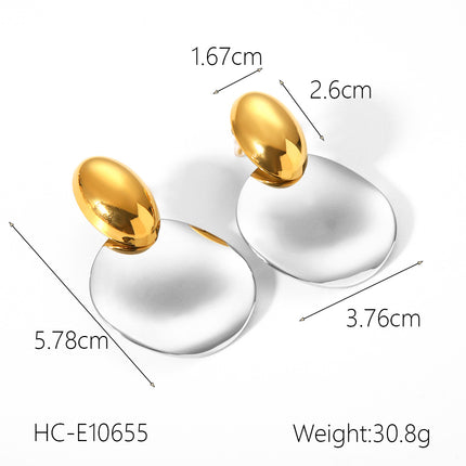 European and American design sense stainless steel earrings gold and silver color matching smooth geometric texture earrings sun five-pointed star earrings for women