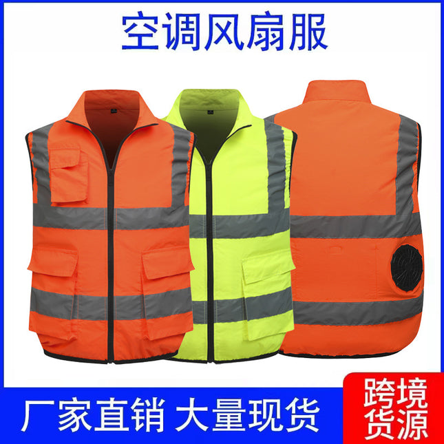 Sanitation worker reflective vest outdoor reflective vest summer cooling air conditioning clothing with fan for cross-border
