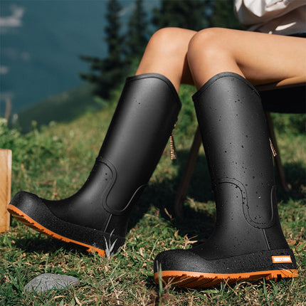 2024 New Cross-border Time Wear Rain Boots Women's High Rain Boots Outdoor Korean-style Waterproof Warm Long Boots