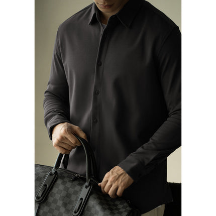 Songnan Double-Sided Brushed Thickeneded Warm Long-Sleeved White Shirt Men's Slim Autumn and Winter Work Clothing Versatile Casual Lining